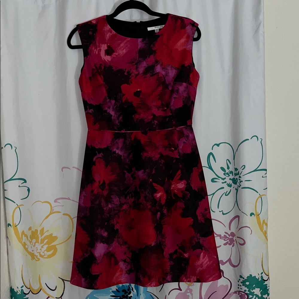 Studio One Red and Black A-Line Mini Dress
